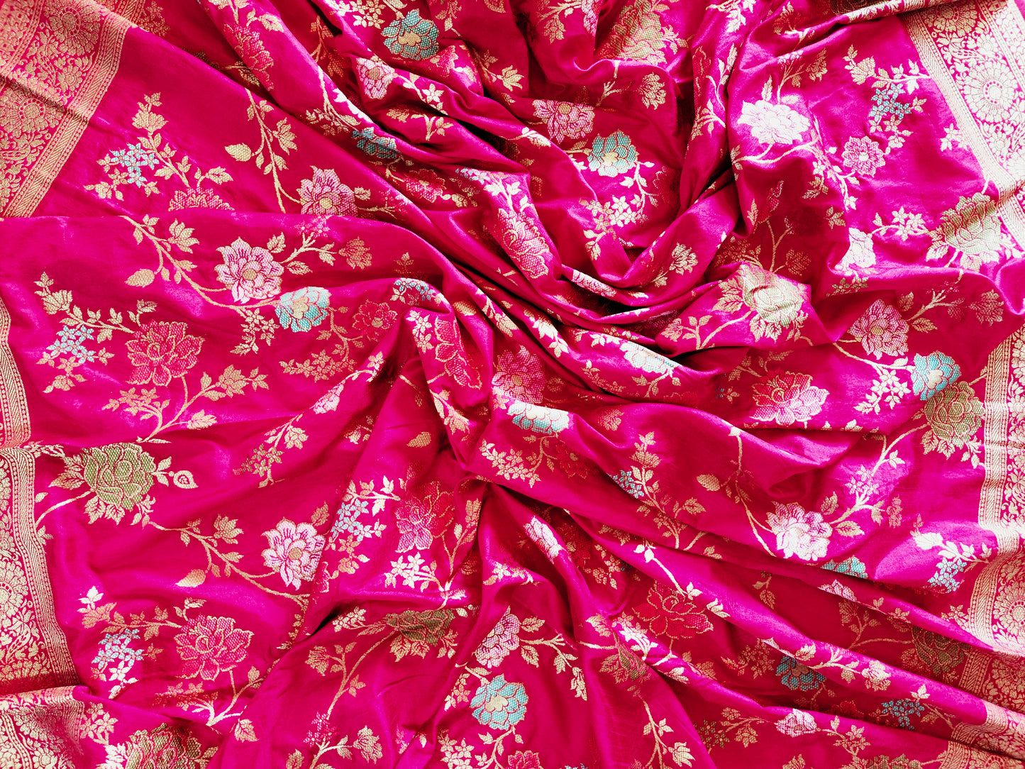 Rani Pink Dola Silk Meenakari - Banarasi Saree