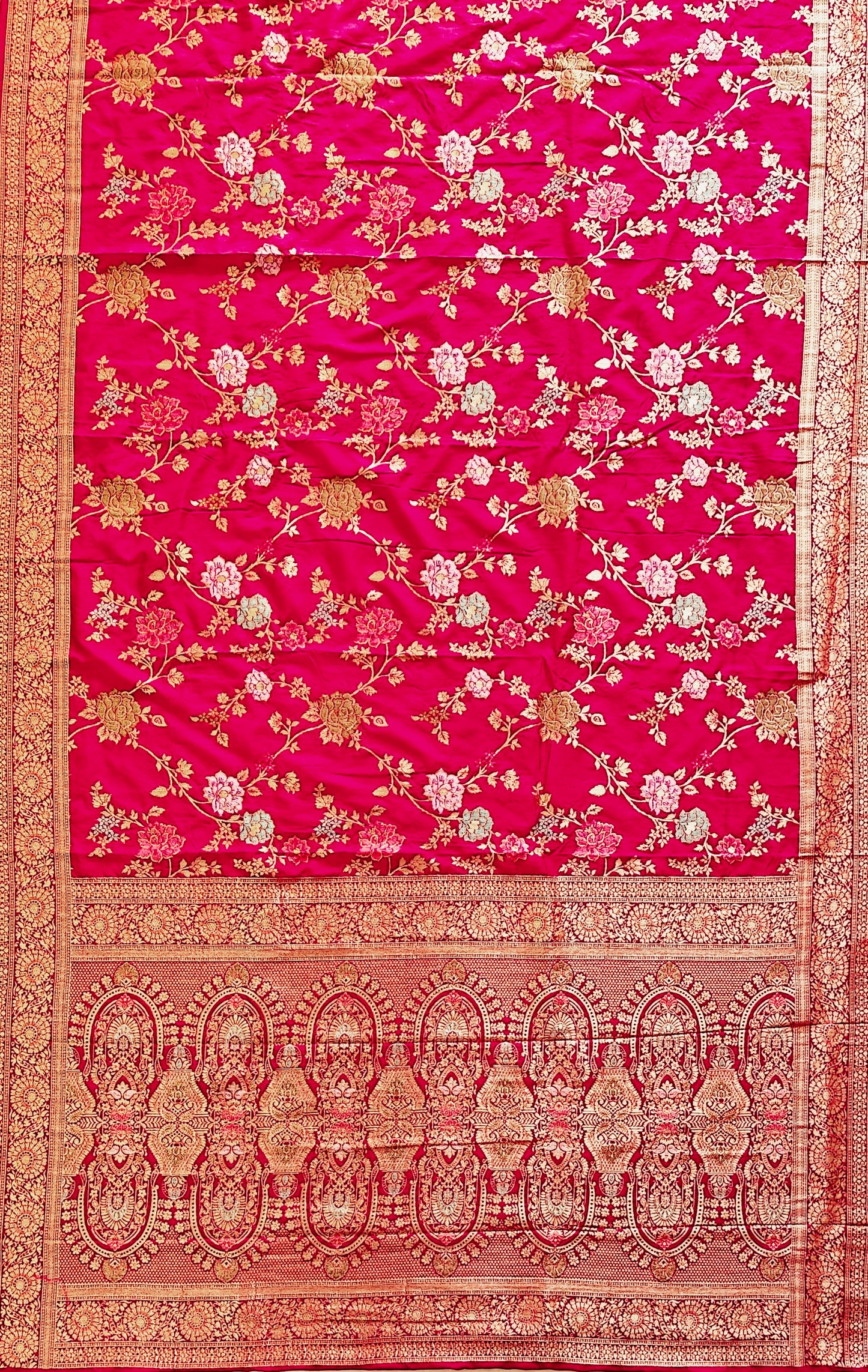 Rani Pink Dola Silk Meenakari - Banarasi Saree