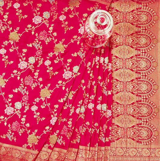 Rani Pink Dola Silk Meenakari - Banarasi Saree