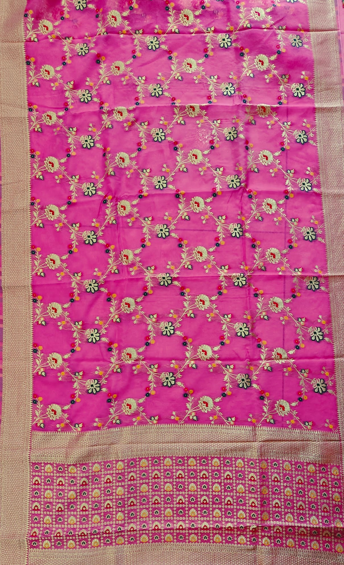 Rose Meenakari Organza Silk - Banarasi Saree