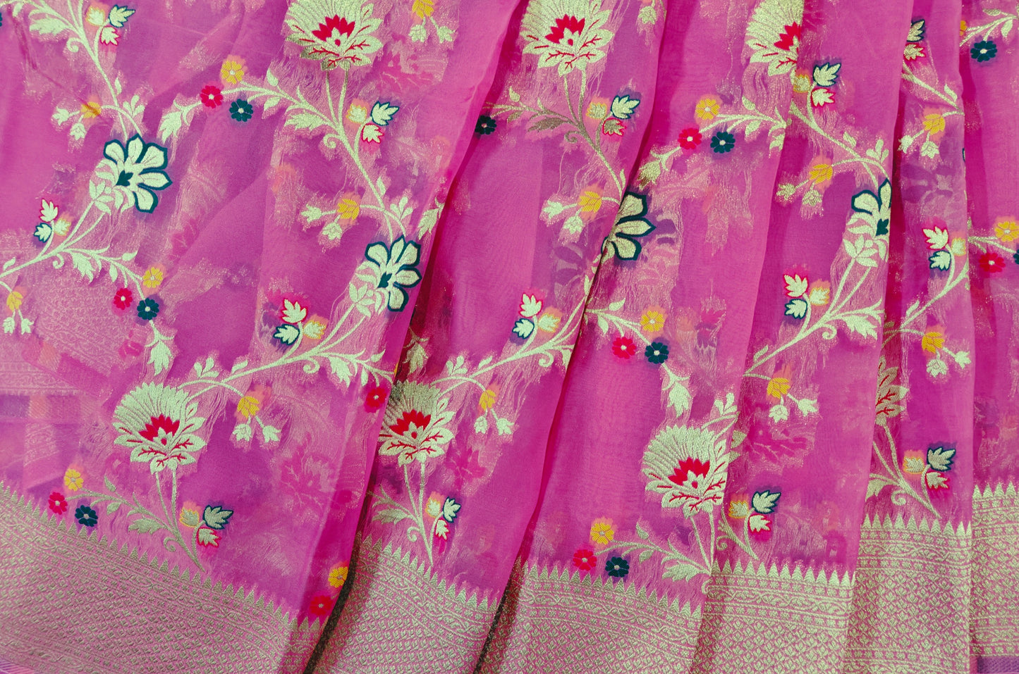 Rose Meenakari Organza Silk - Banarasi Saree