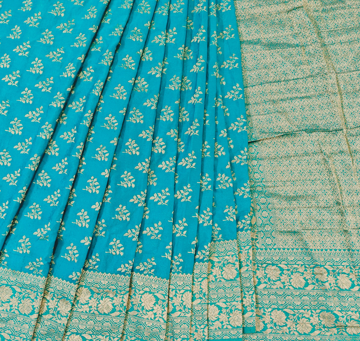 Royal Blue Crushed Georgette - Banarasi Saree