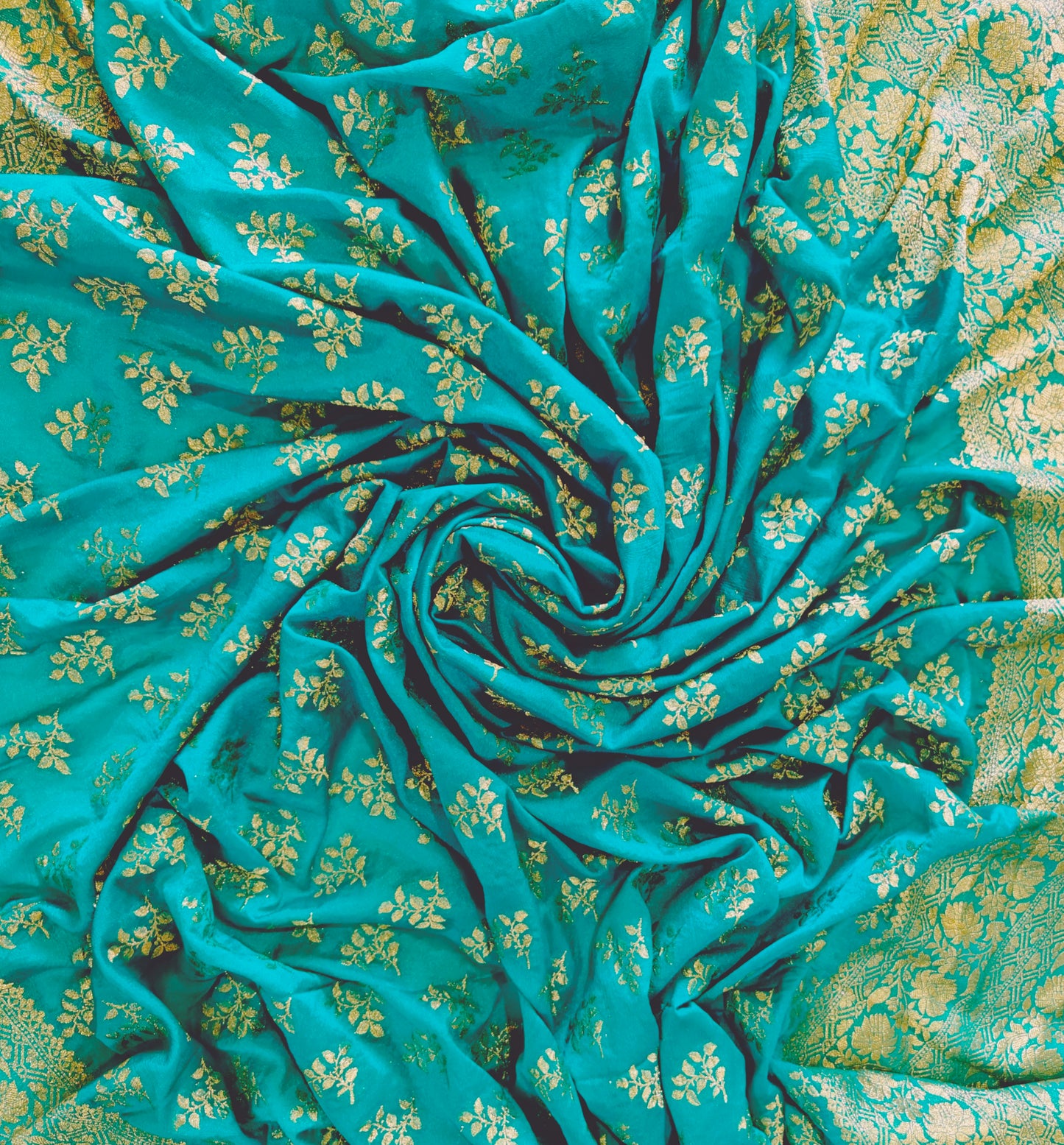 Royal Blue Crushed Georgette - Banarasi Saree