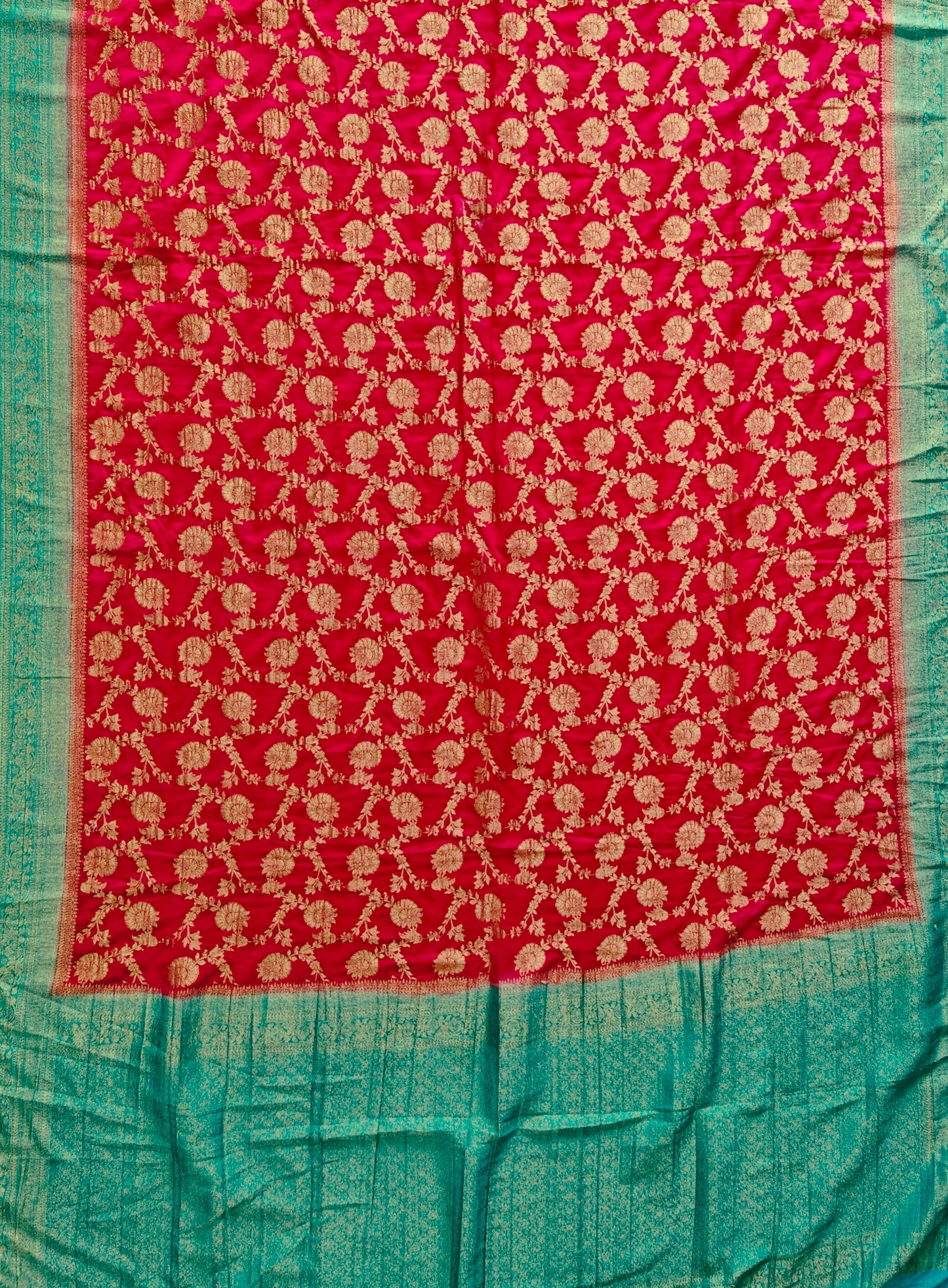 Royal Pink Crushed Georgette - Banarasi Saree