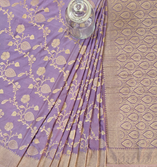 Royal Purple Crepe Georgette - Banarasi Saree