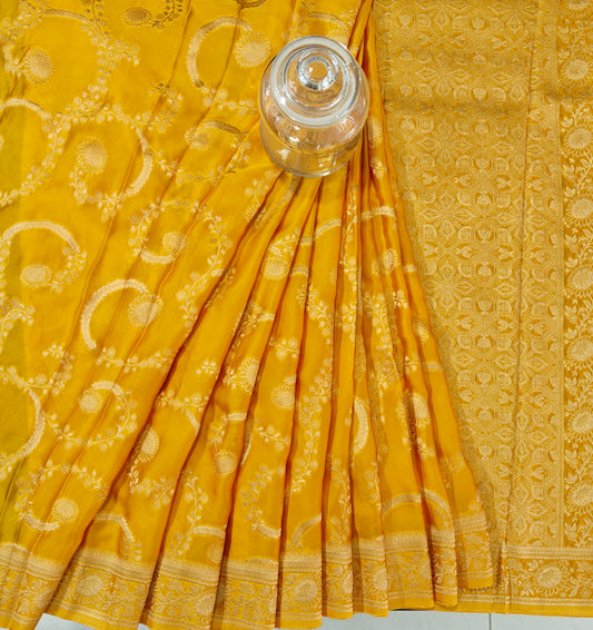 Sunflower Mashru Silk - Banarasi Saree