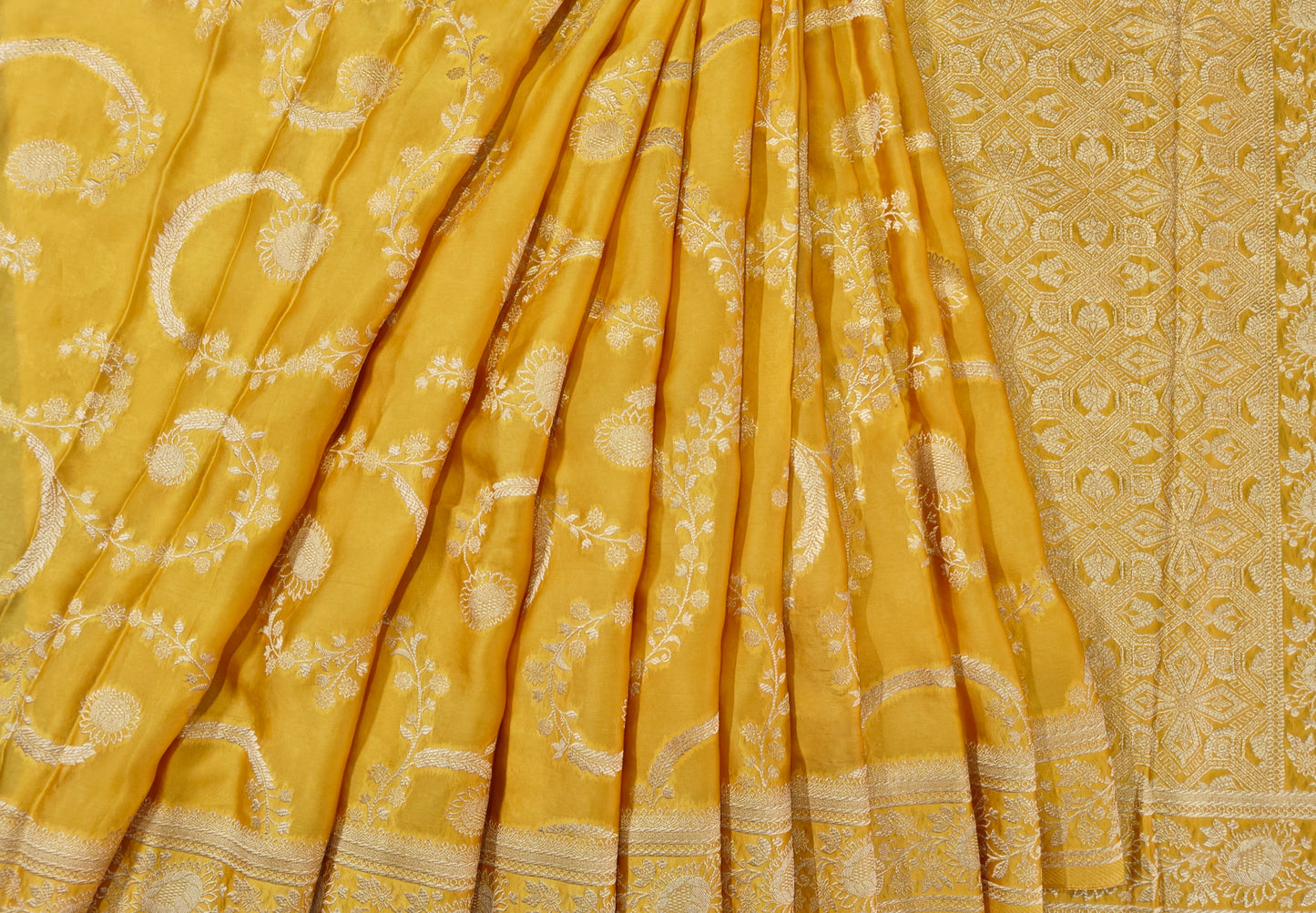 Sunflower Mashru Silk - Banarasi Saree